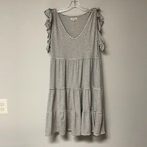 Max Studio Womens Sze XL Striped Ruffle Midi Spring DressTiered